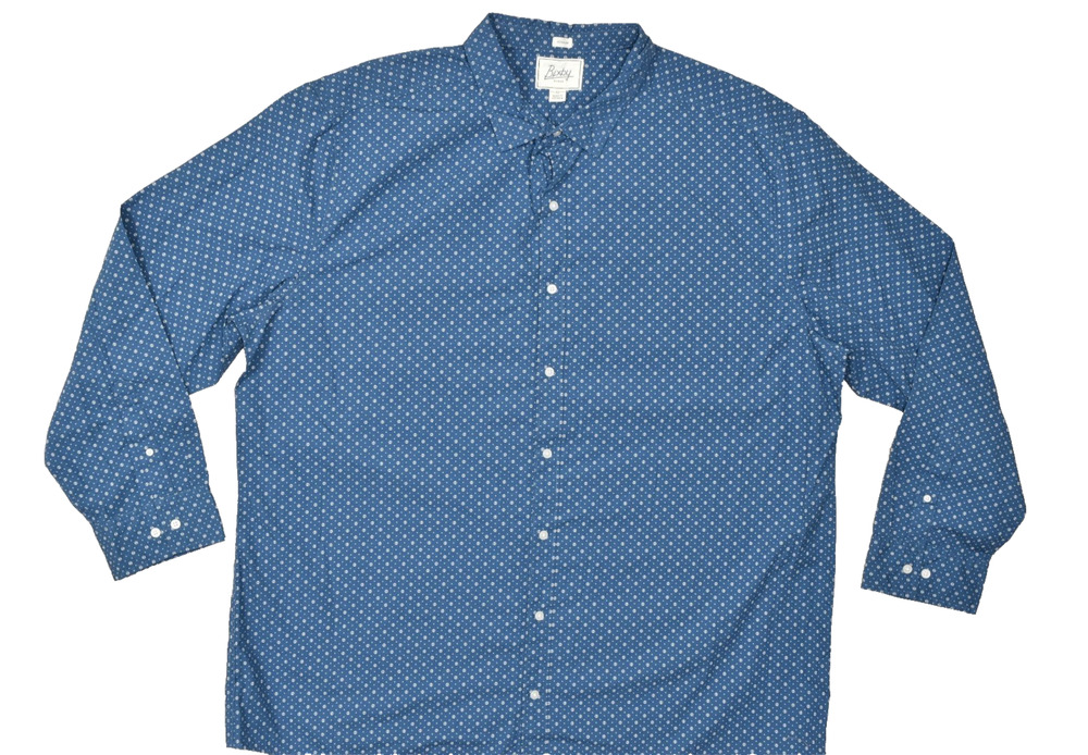 Bixby Nomad Men's XXXL Regular Fit Blue Micro Print Long Sleeve 100% Cotton Butt